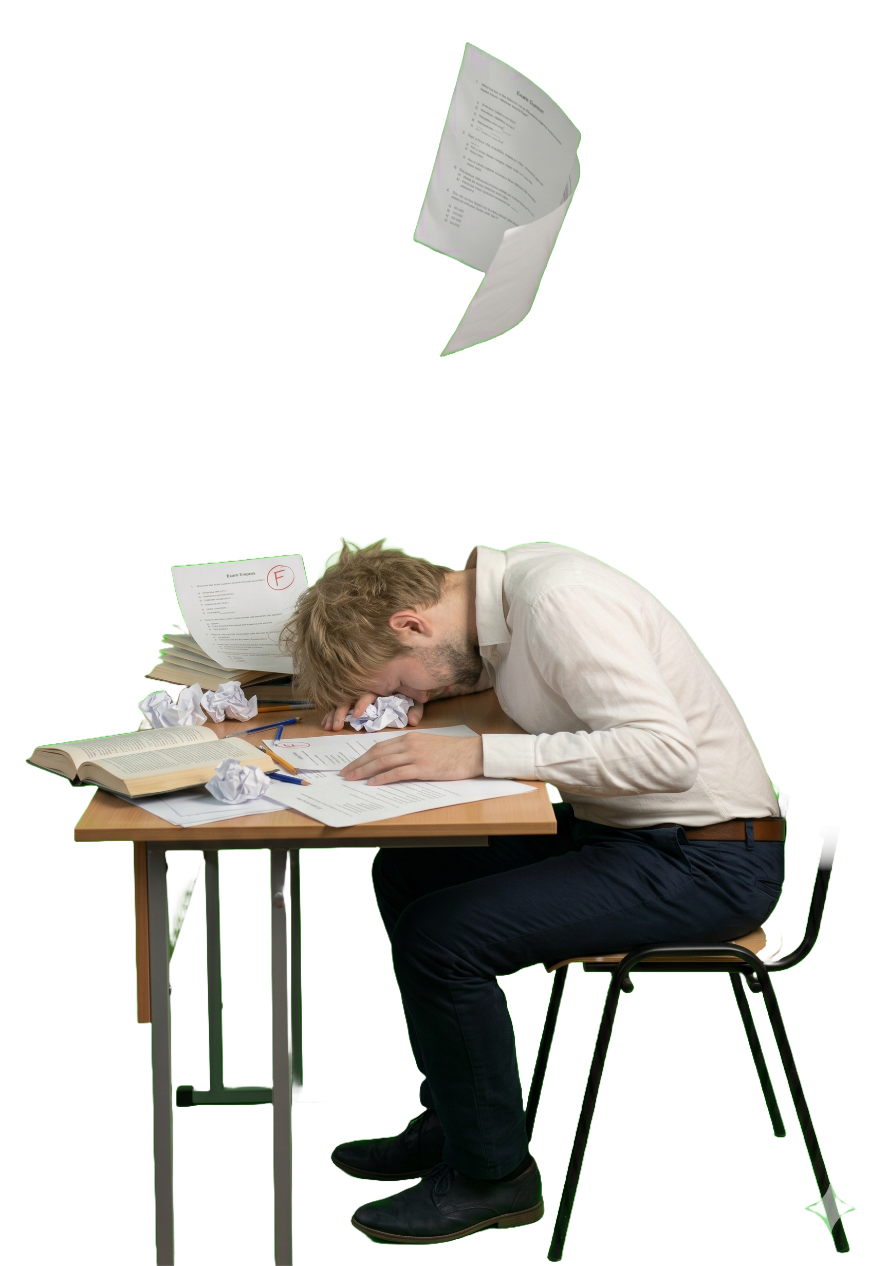 勉強してもスコアが伸びず落胆する様子